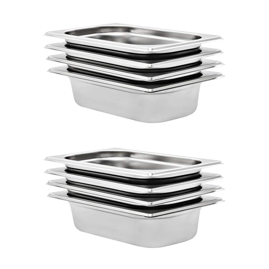 vidaXL Λεκάνες Gastronorm 8 τεμ. GN 1/4 65 χιλ. από Ανοξείδωτο Ατσάλι
