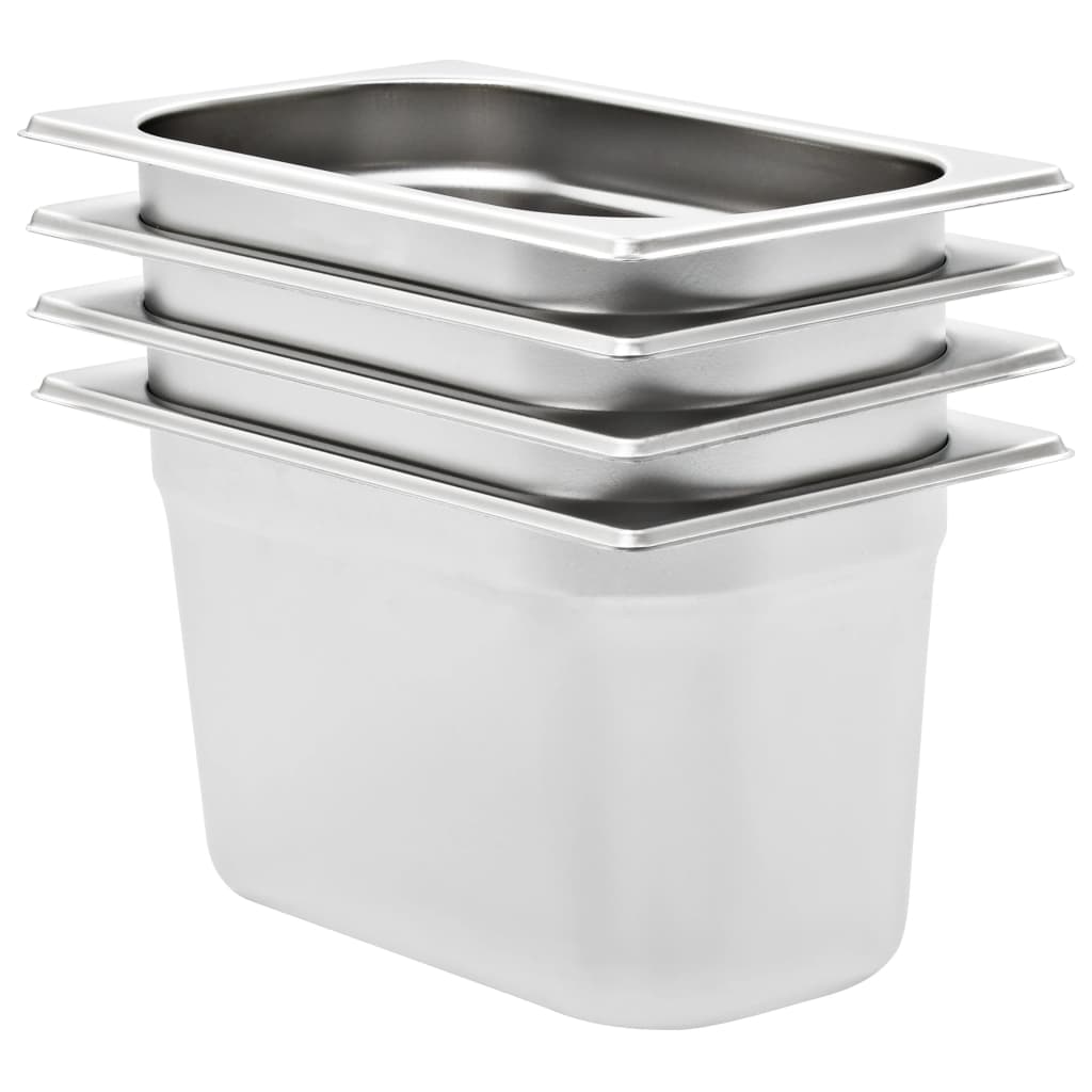 vidaXL Λεκάνες Gastronorm 4 τεμ. GN 1/4 150 χιλ. από Ανοξείδωτο Ατσάλι