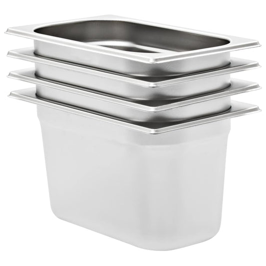 vidaXL Λεκάνες Gastronorm 4 τεμ. GN 1/4 150 χιλ. από Ανοξείδωτο Ατσάλι