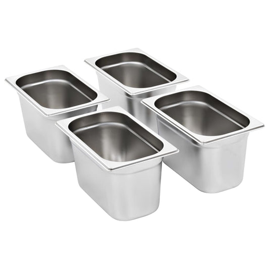 vidaXL Λεκάνες Gastronorm 4 τεμ. GN 1/4 150 χιλ. από Ανοξείδωτο Ατσάλι