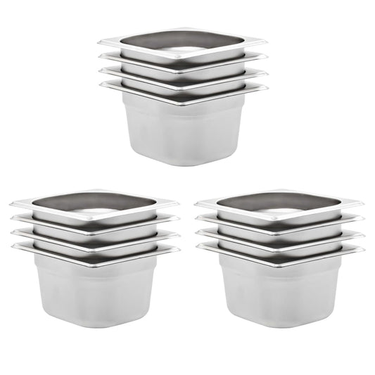 vidaXL Λεκάνες Gastronorm 12 τεμ. GN 1/6 100 χιλ. Ανοξείδωτο Ατσάλι
