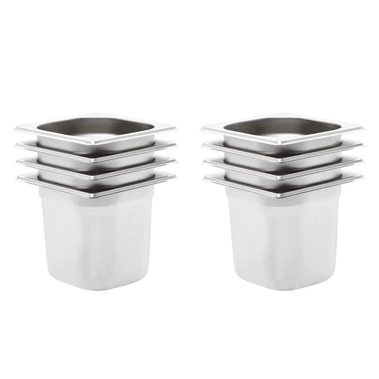 vidaXL Λεκάνες Gastronorm 8 τεμ. GN 1/6 150 χιλ. από Ανοξείδωτο Ατσάλι