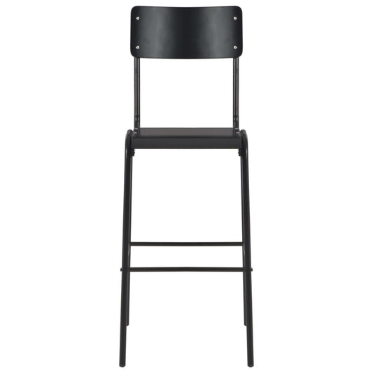 vidaXL Καρέκλες Μπαρ 2 τεμ. Μαύρες από Μασίφ Κόντρα Πλακέ και Ατσάλι