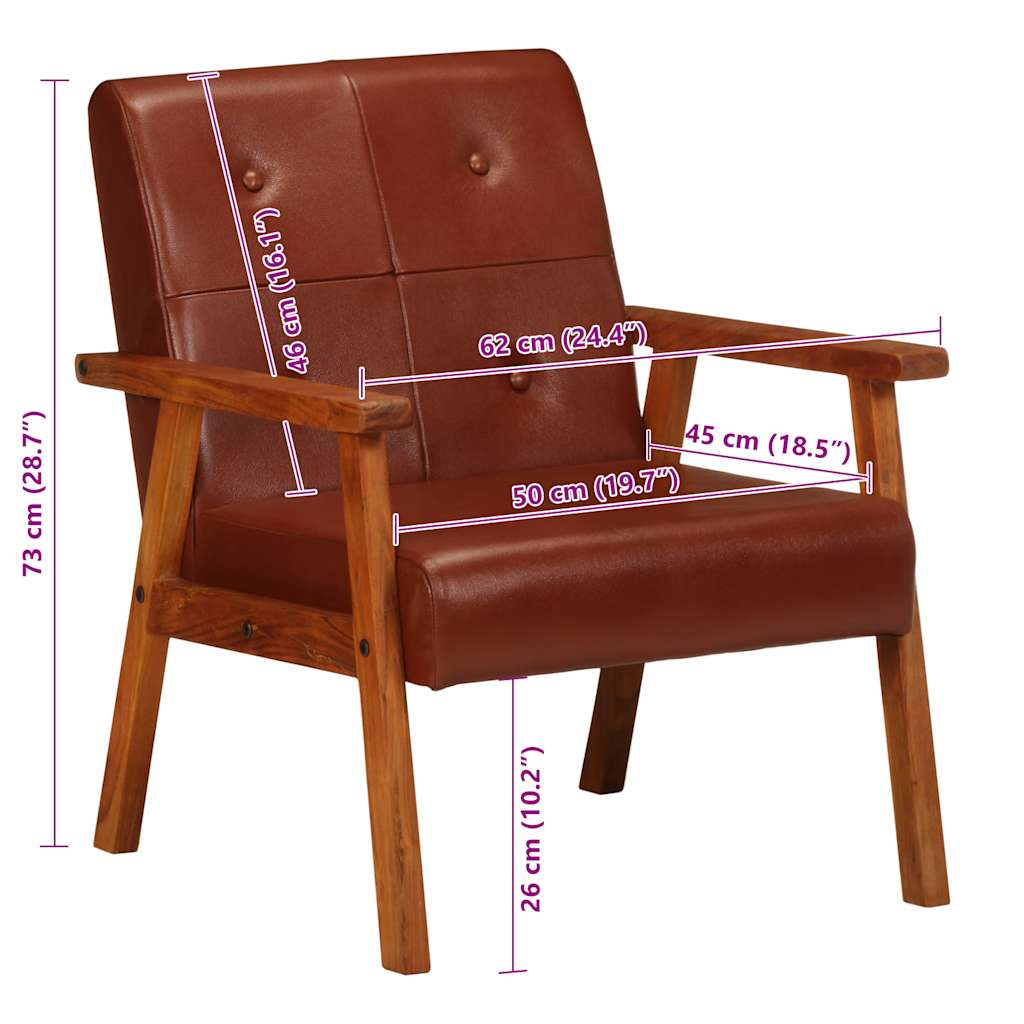 vidaXL Πολυθρόνα Καφέ από Γνήσιο Δέρμα