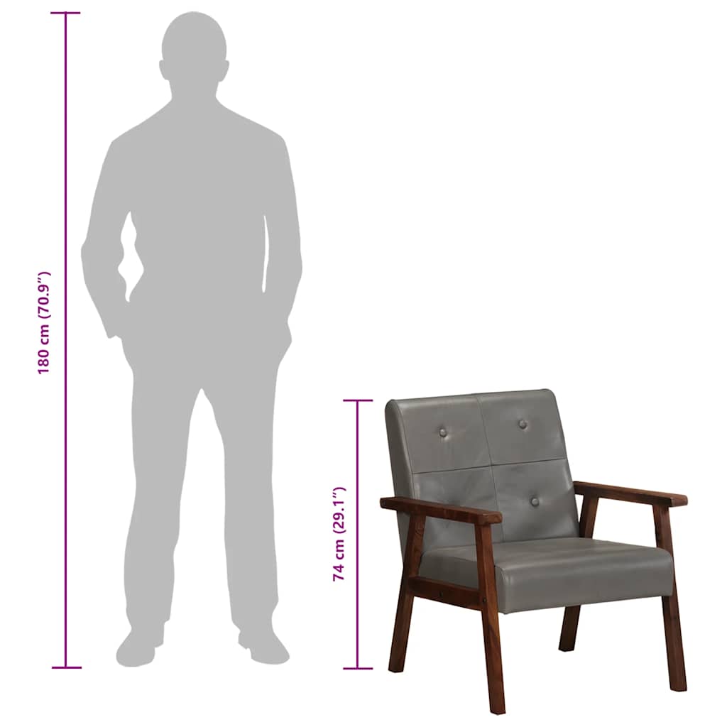 vidaXL Πολυθρόνα Γκρι από Γνήσιο Δέρμα