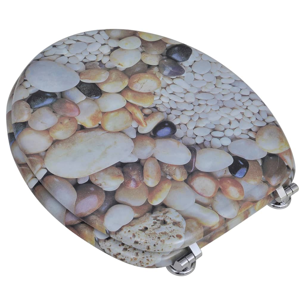 vidaXL Καλύμματα Λεκάνης με Καπάκια 2 τεμ. Σχέδιο Βότσαλα από MDF