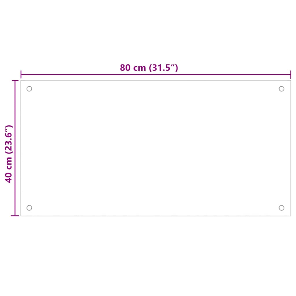 vidaXL Πλάτη Κουζίνας Λευκή 80 x 40 εκ. από Ψημένο Γυαλί