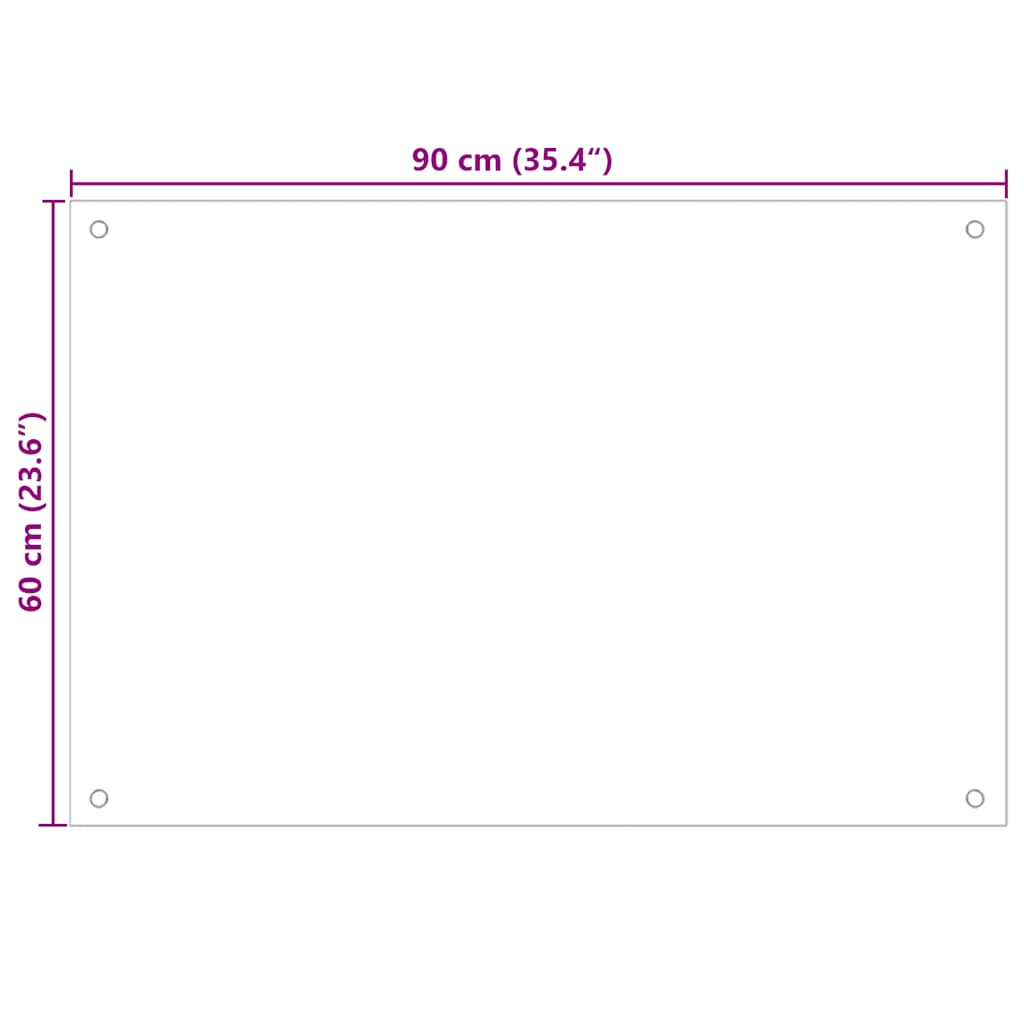 vidaXL Πλάτη Κουζίνας Λευκή 90 x 60 εκ. από Ψημένο Γυαλί
