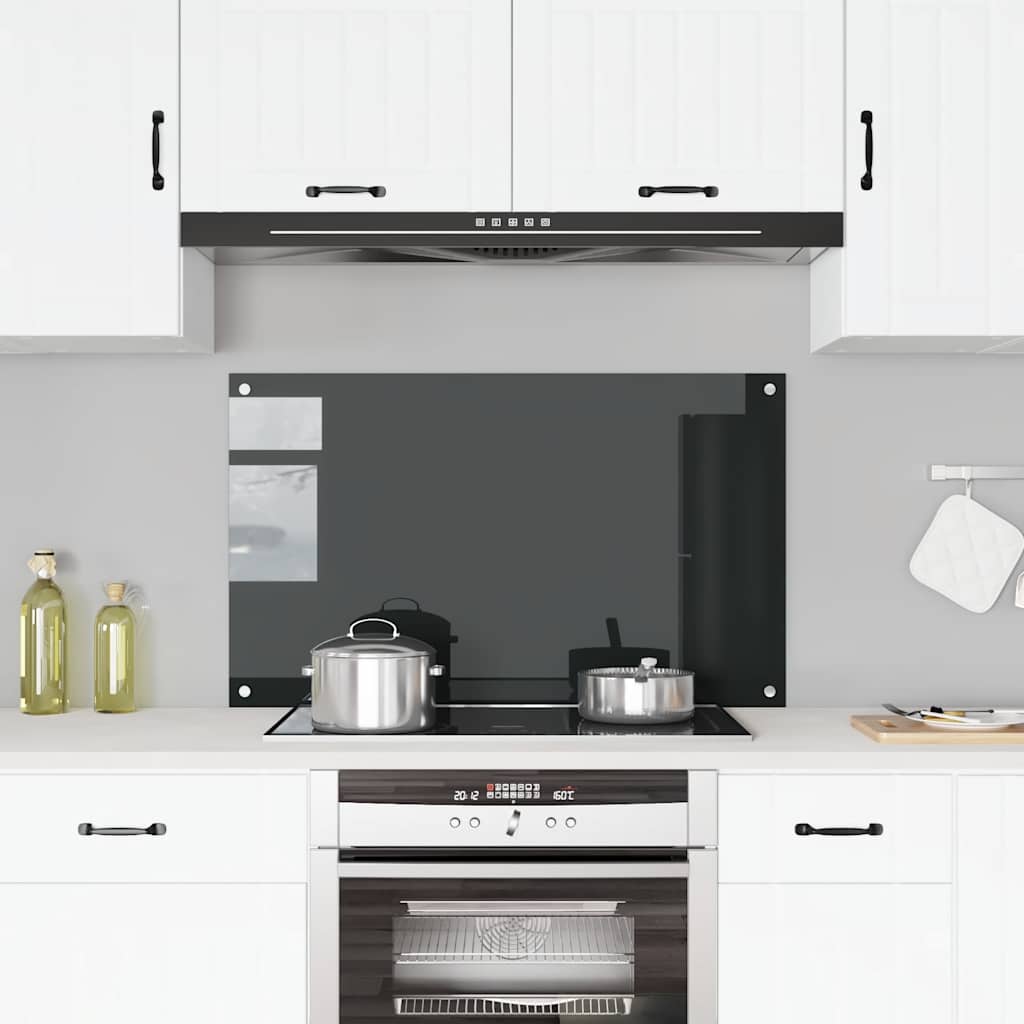 vidaXL Πλάτη Κουζίνας Μαύρη 100 x 60 εκ. από Ψημένο Γυαλί