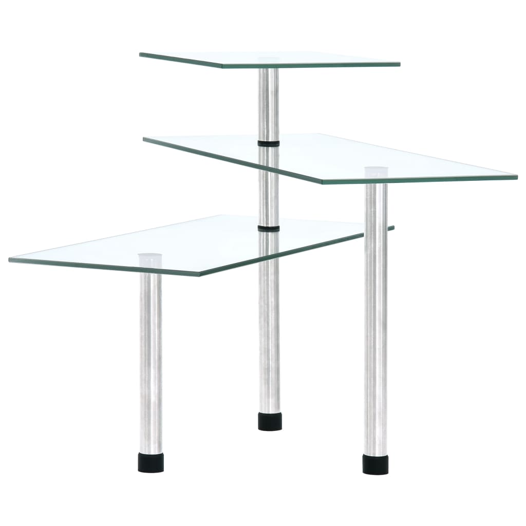 vidaXL Ράφι Κουζίνας Γωνιακό Τριώροφο από Ψημένο Γυαλί