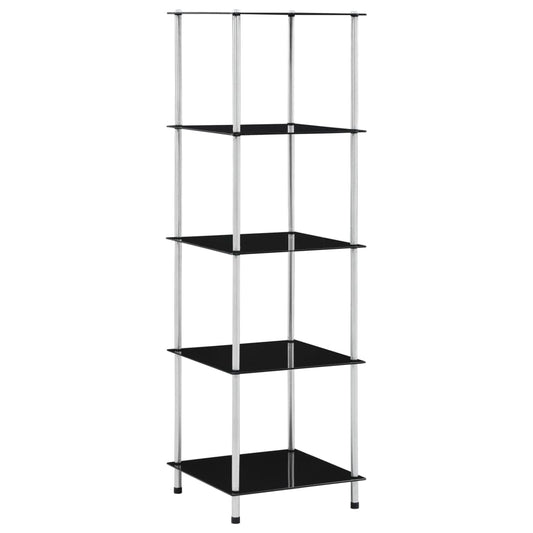 vidaXL Ράφι Διαφανές 5 Επιπέδων Μαύρο 40 x 40 x 130 εκ. Ψημένο Γυαλί