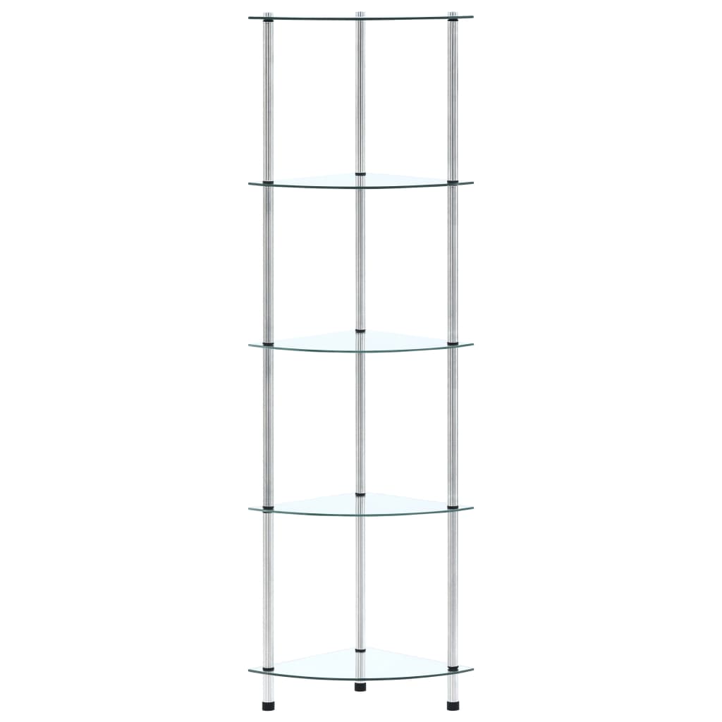 vidaXL Ράφι Διαφανές 5 Επιπέδων 30 x 30 x 130 εκ. από Ψημένο Γυαλί