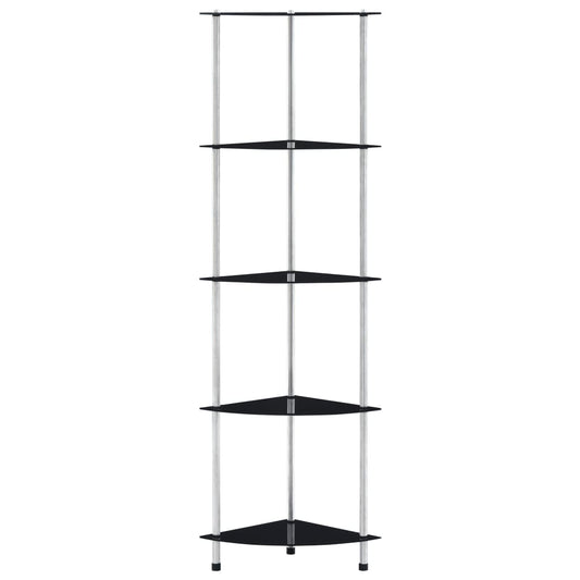 vidaXL Ράφι Διαφανές 5 Επιπέδων Μαύρο 30 x 30 x 130 εκ. Ψημένο Γυαλί