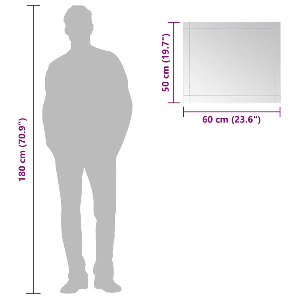 vidaXL Καθρέφτης Τοίχου 60 x 50 εκ. Γυάλινος