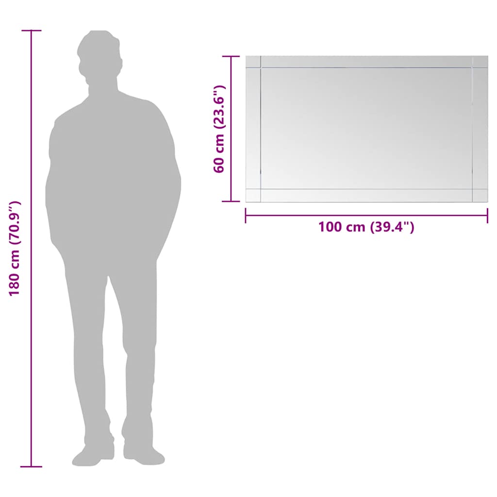 vidaXL Καθρέφτης Τοίχου 100 x 60 εκ. Γυάλινος