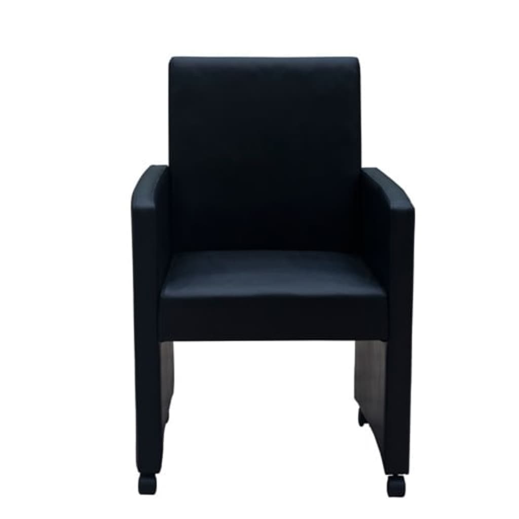 vidaXL Καρέκλες Τραπεζαρίας 2 τεμ. Μαύρες Συνθ. Δέρμα