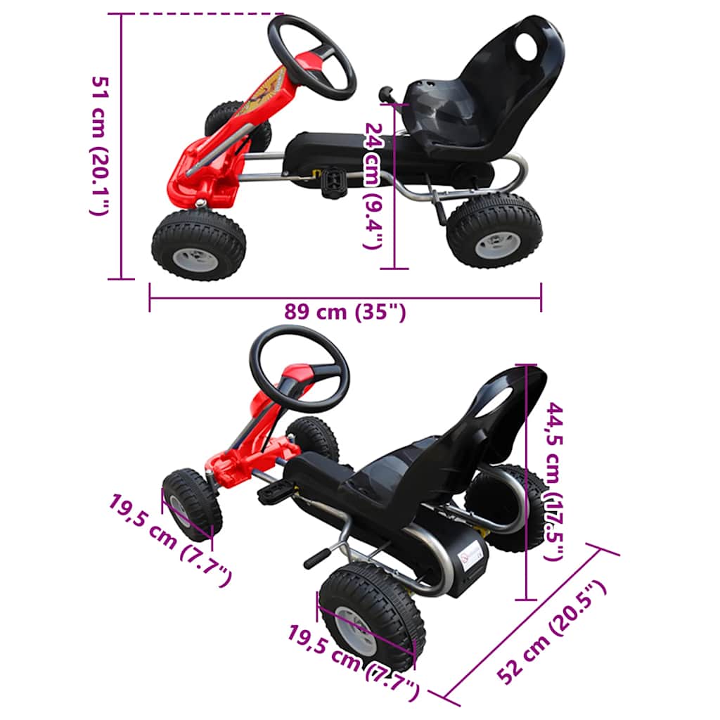 vidaXL Go Kart με Πετάλια Κόκκινο