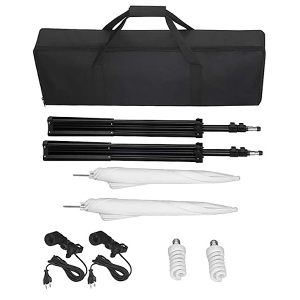 vidaXL Σετ Studio: Σύστημα Φόντου Μαύρο 600 x 300 εκ. & Φωτισμός