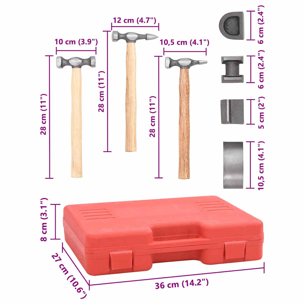 vidaXL Σετ  Σφυριά &amp; Κόντρες Φανοποιείων 7 Τεμαχίων