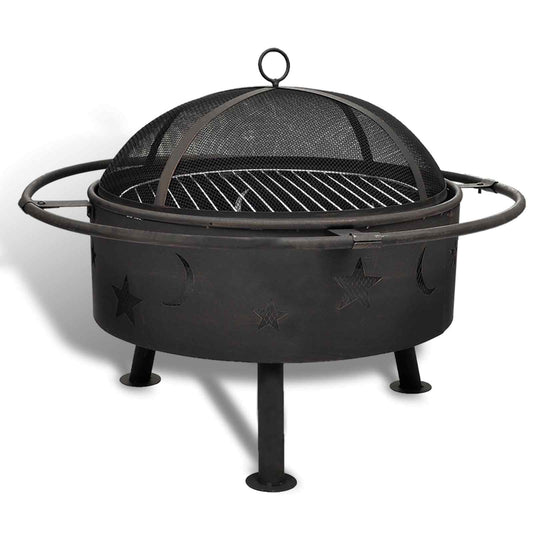 vidaXL Κλίμακα Φωτιάς Φεγγάρι Μαύρο 82 x 82 x 64 εκ Ατσάλι