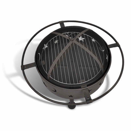 vidaXL Κλίμακα Φωτιάς Φεγγάρι Μαύρο 82 x 82 x 64 εκ Ατσάλι