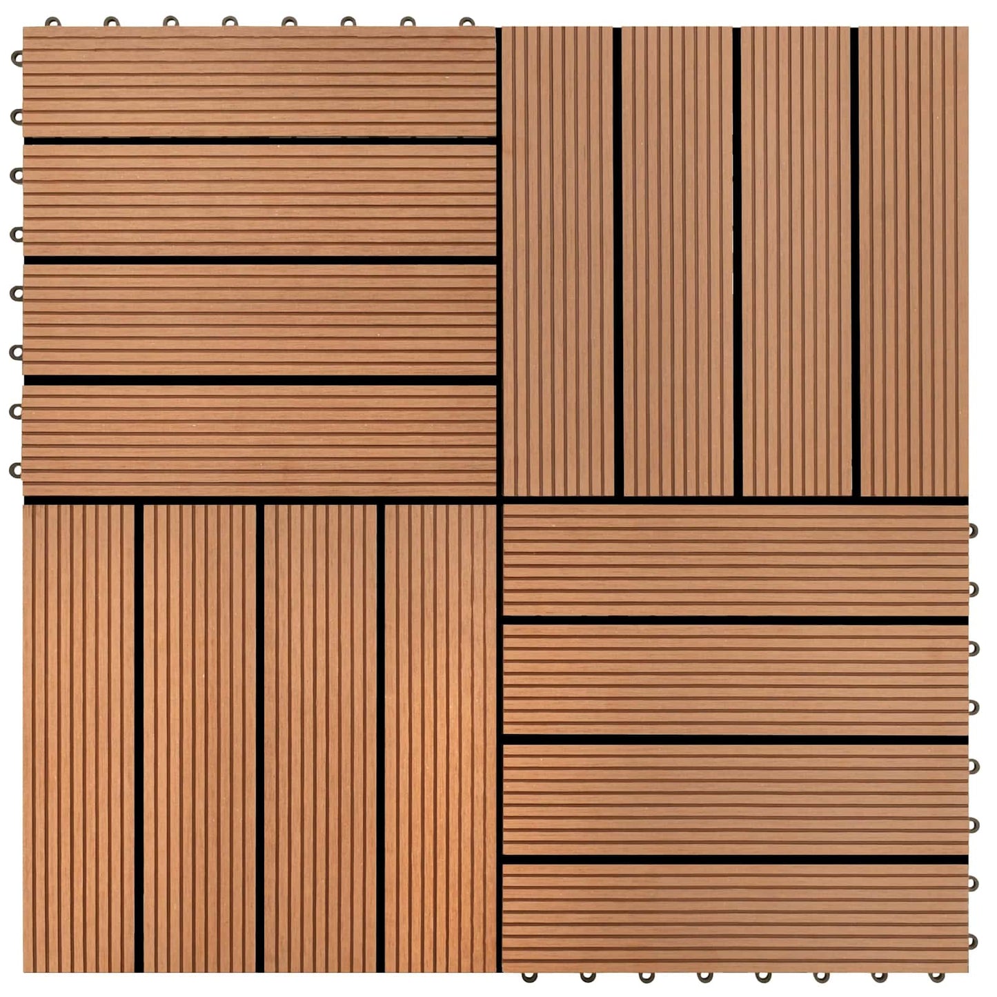 vidaXL Πλάκα Κατασκευής 11 pcs Καφέ 30 x 30 cm WPC