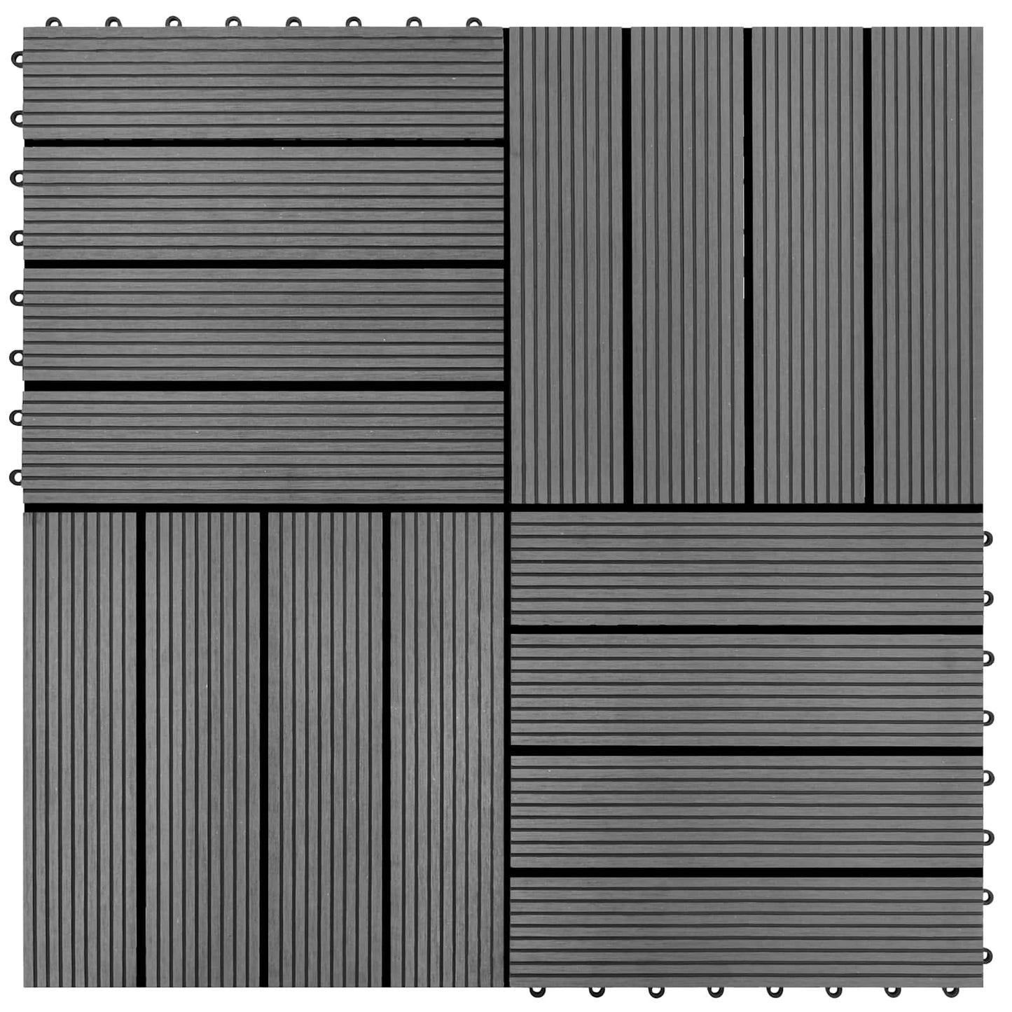 vidaXL Πλάκα Κατασκευής 11 pcs Γκρι 30 x 30 cm WPC