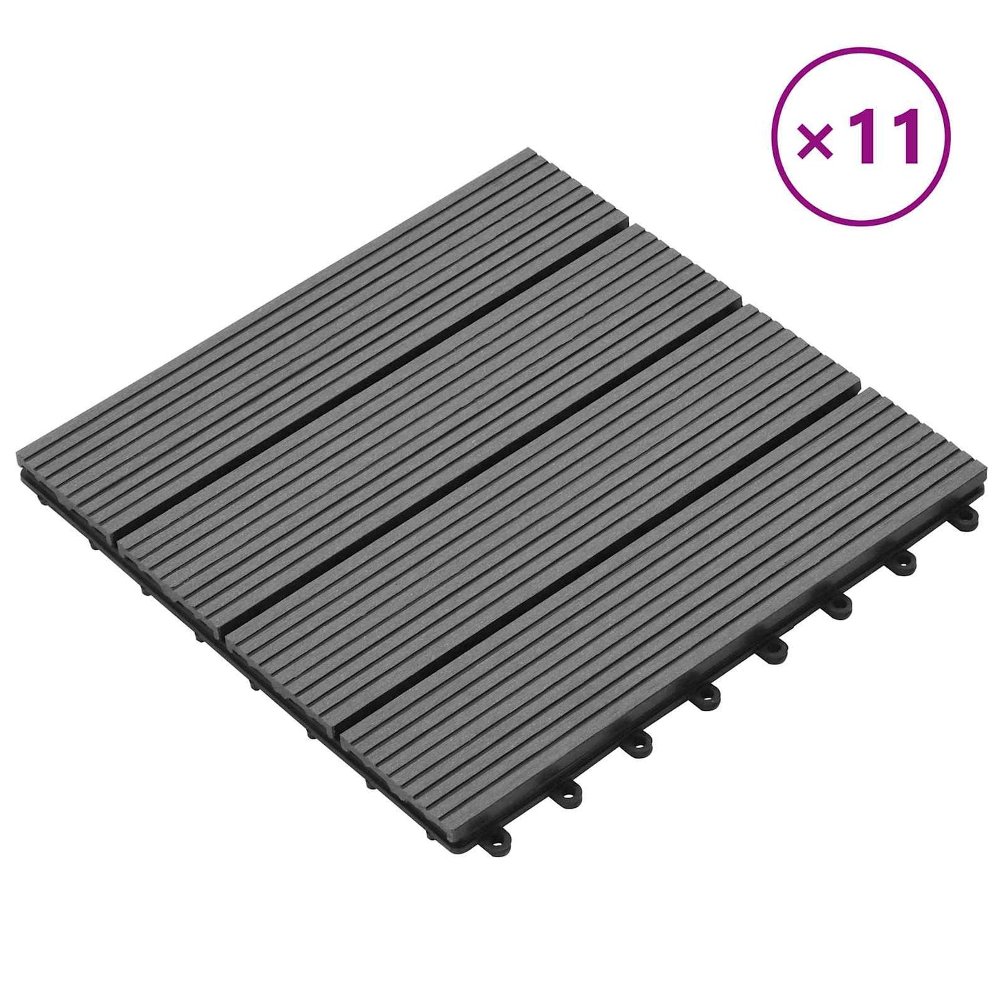 vidaXL Πλάκα Κατασκευής 11 pcs Γκρι 30 x 30 cm WPC