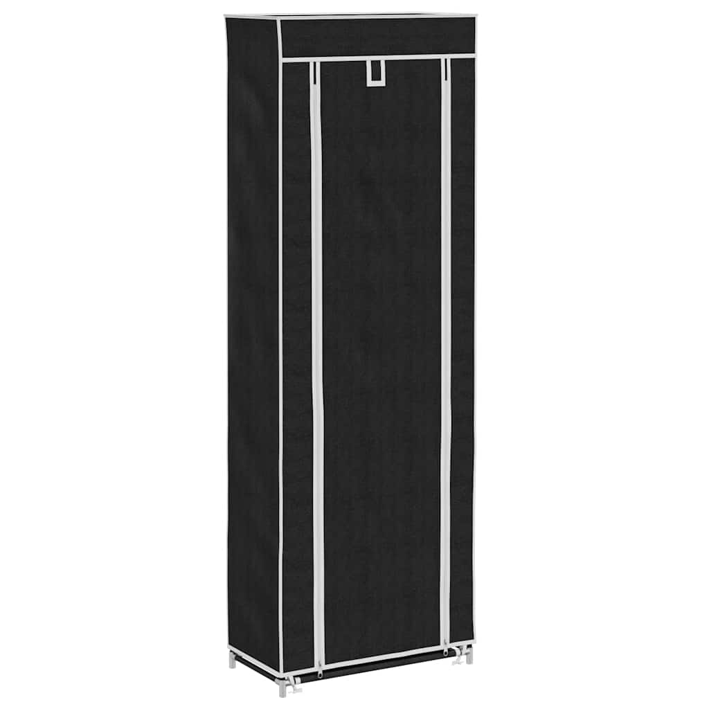 Υφασμάτινη παπουτσοθήκη με κάλυμμα 57 x 29 x 162 cm Μαύρο