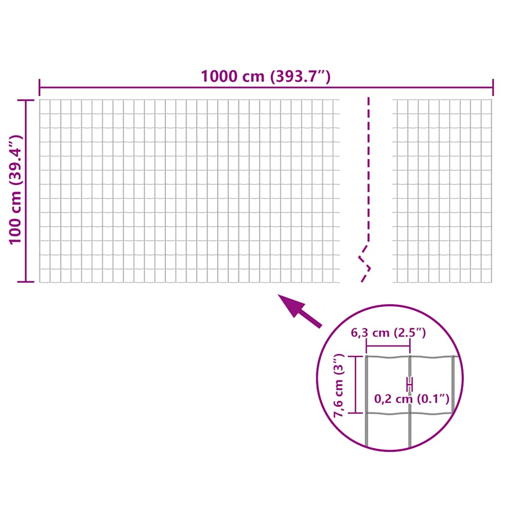 vidaXL Συρματόπλεγμα Σετ Πράσινο 10 x 1,0 μ. Ατσάλινο