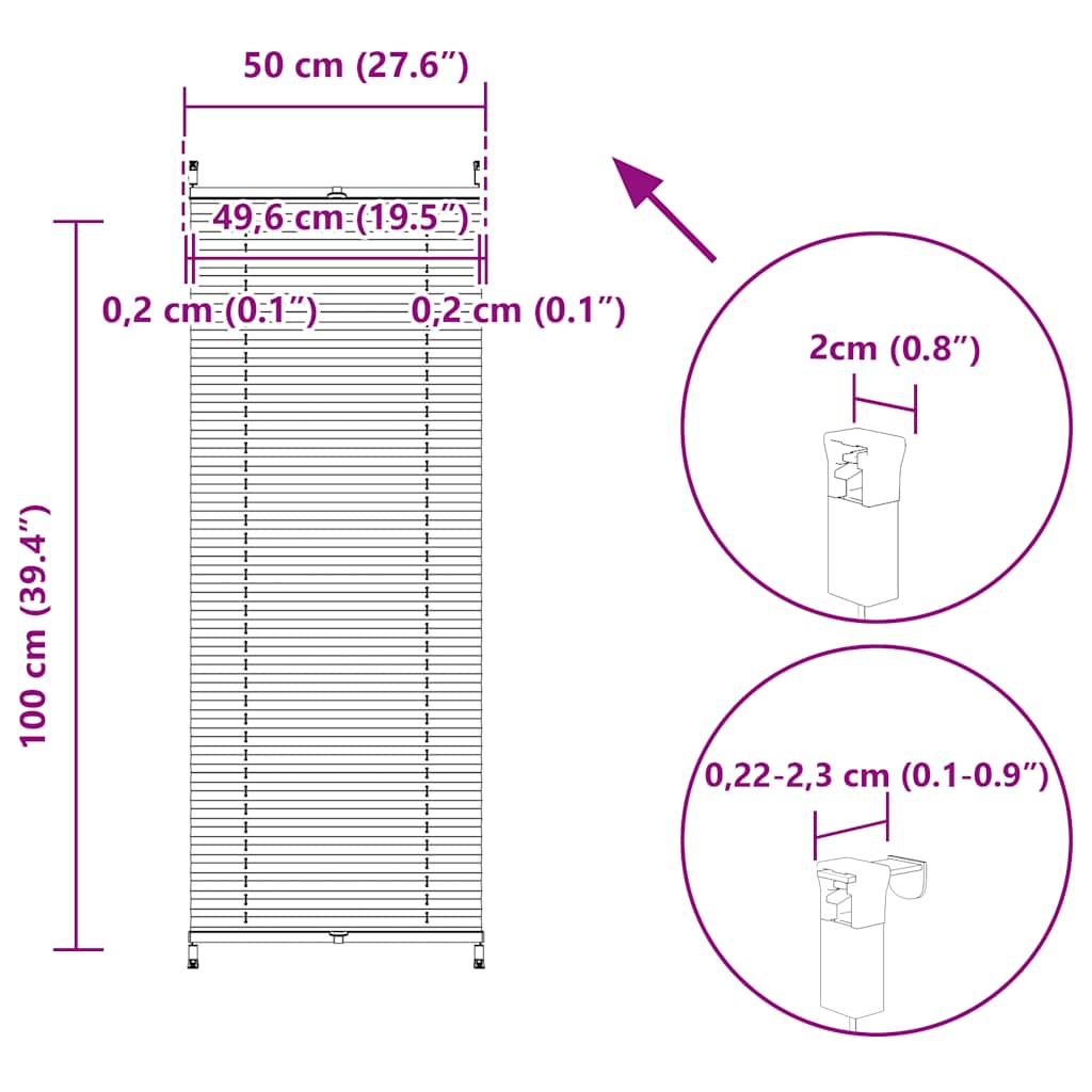 Σύστημα Σκίασης Πλισέ Λευκό 50 x 100 εκ.