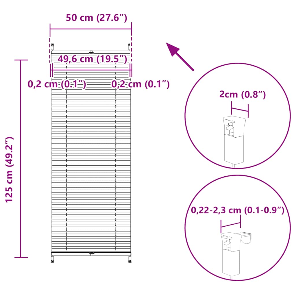 Πλισέ ρόλερ σκίασης 50x125cm Λευκό
