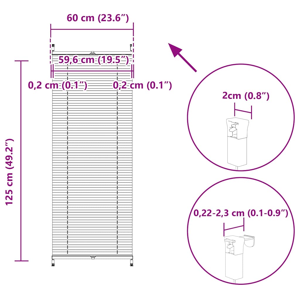 Πλισέ ρόλερ σκίασης 60x125cm Λευκό