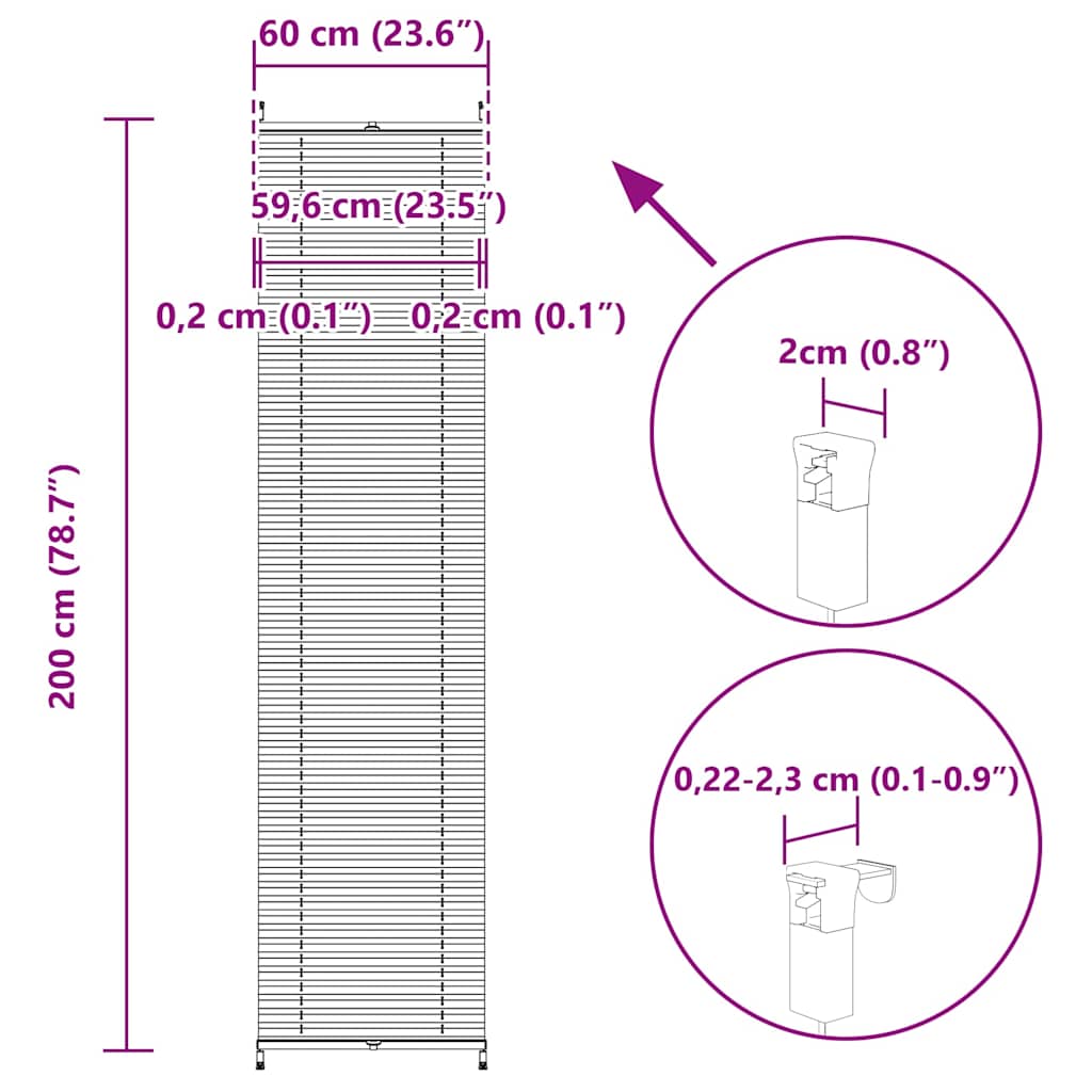vidaXL Πλισέ ρόλερ σκίασης60x200cm Λευκό