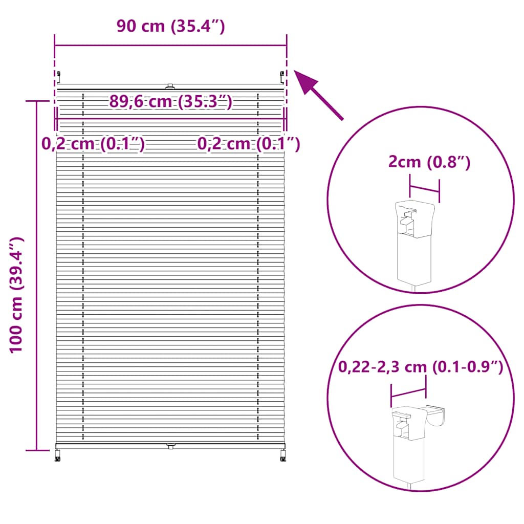 Πλισέ στόρι σκίασης 90x100cm Λευκό
