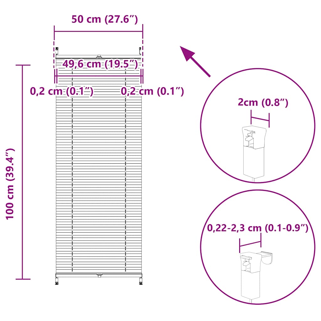vidaXL Σύστημα Σκίασης Πλισέ Κρεμ 50 x 100 εκ.