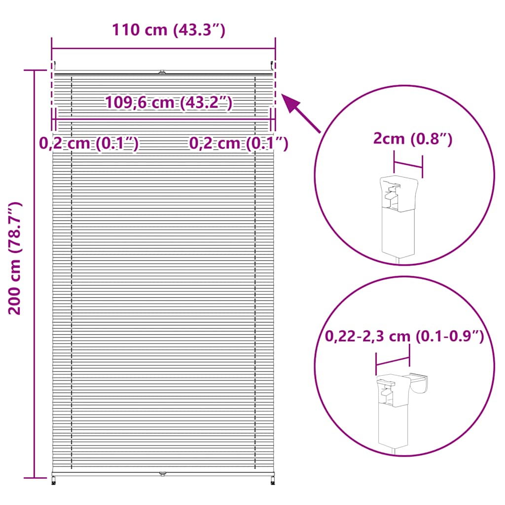 Πλισέ ρόλερ σκίασης 110x200cm Λευκό