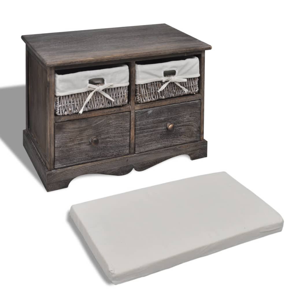 vidaXL Πάγκος με Αποθηκευτικό Χώρο Καφέ 62x33x42 εκ. Ξύλο Παυλώνιας