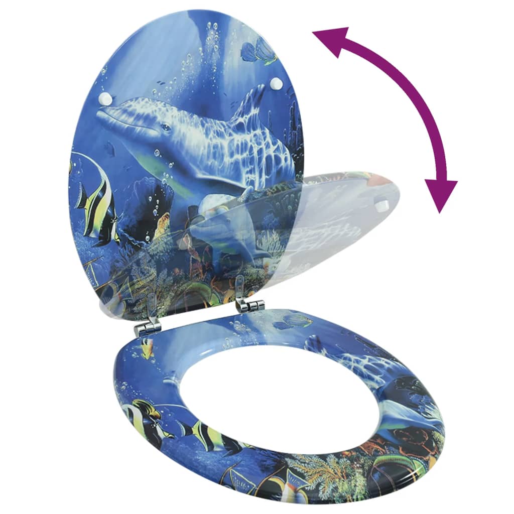 vidaXL Κάλυμμα Λεκάνης με Σχέδιο Δελφίνια από MDF