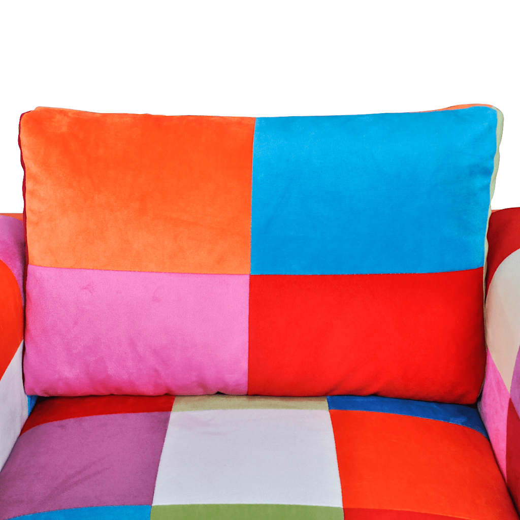 vidaXL Πολυθρόνα Cube με Σχέδιο Patchwork και Πόδια Χρωμίου Υφασμάτινη