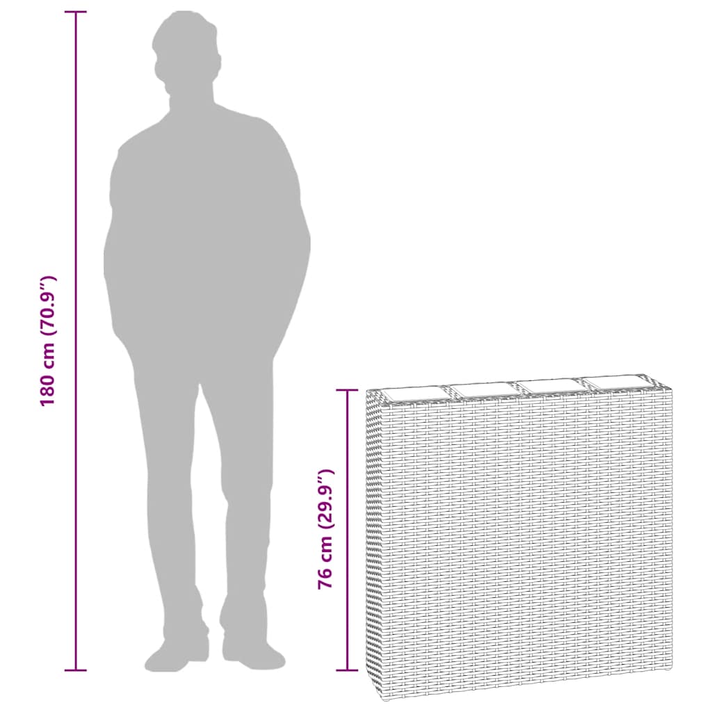 vidaXL Ζαρντινιέρα Υπερυψωμένη με 4 Δοχεία Καφέ από Συνθετικό Ρατάν