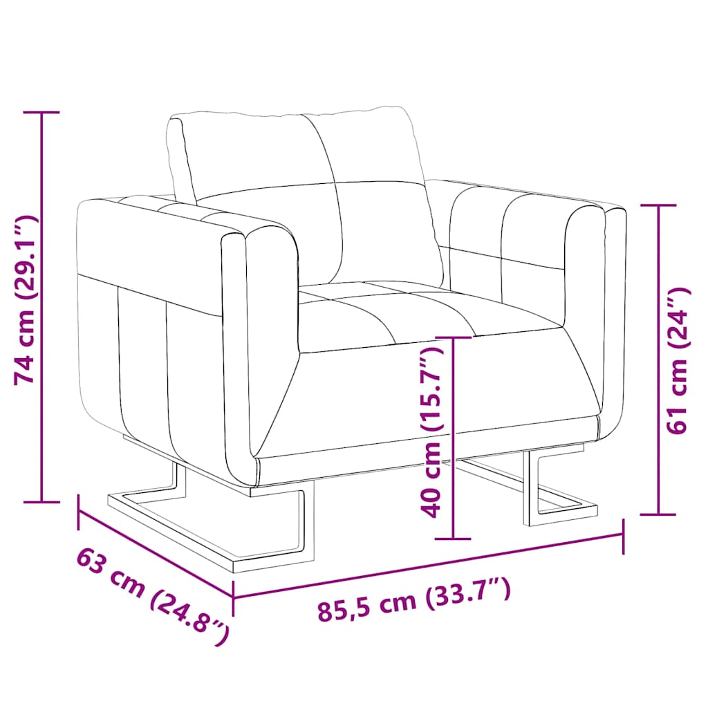 vidaXL Πολυθρόνα Cube Μαύρη από Συνθετικό Δέρμα με Πόδια Χρωμίου