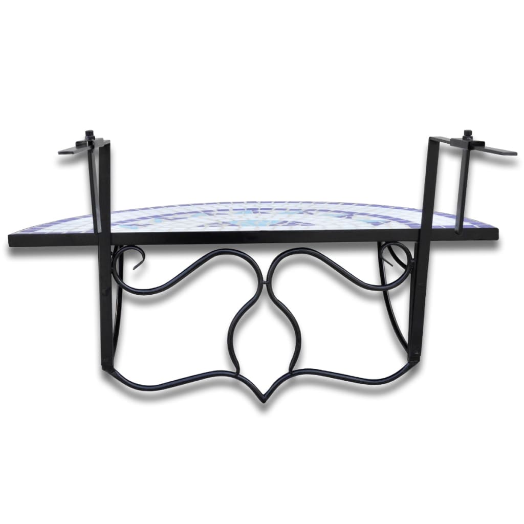 vidaXL Τραπέζι Μπαλκονιού Κρεμαστό «Μωσαϊκό» Μπλε και Λευκό