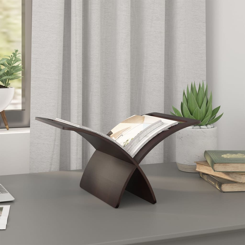 vidaXL Θήκη Περιοδικών Επιδαπέδια Καφέ Ξύλινη