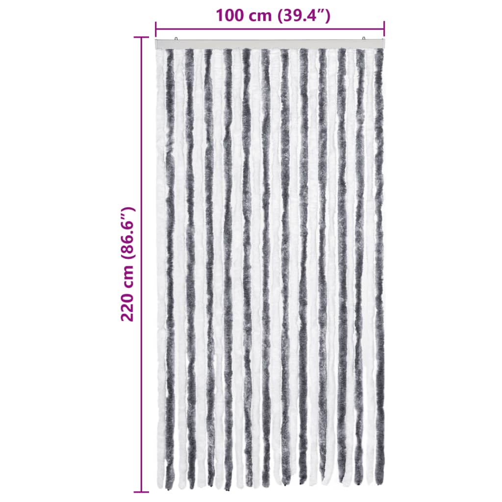 vidaXL Σήτα - Κουρτίνα Πόρτας Γκρι / Λευκό 100 x 220 εκ. από Σενίλ