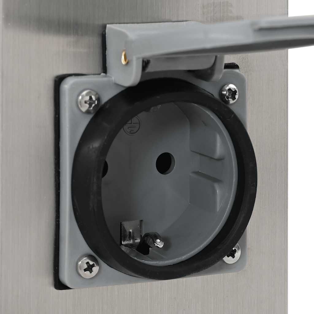 Στύλος Πρίζας Κήπου από Ανοξείδωτο Ατσάλι με Χρονοδιακόπτη