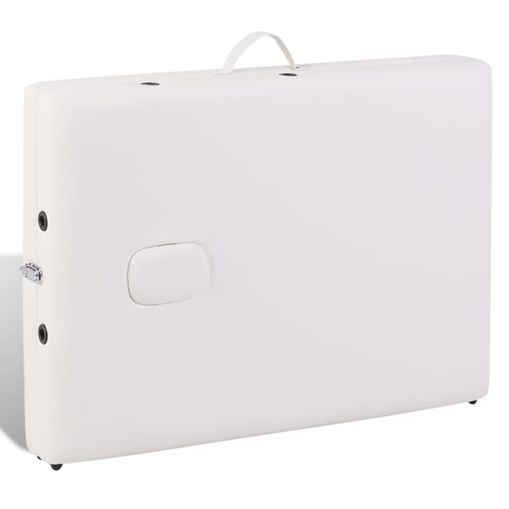 vidaXL Κρεβάτι Μασάζ Πτυσσόμενο 2 Θέσεων με Ξύλινο Σκελετό Κρεμ Λευκό