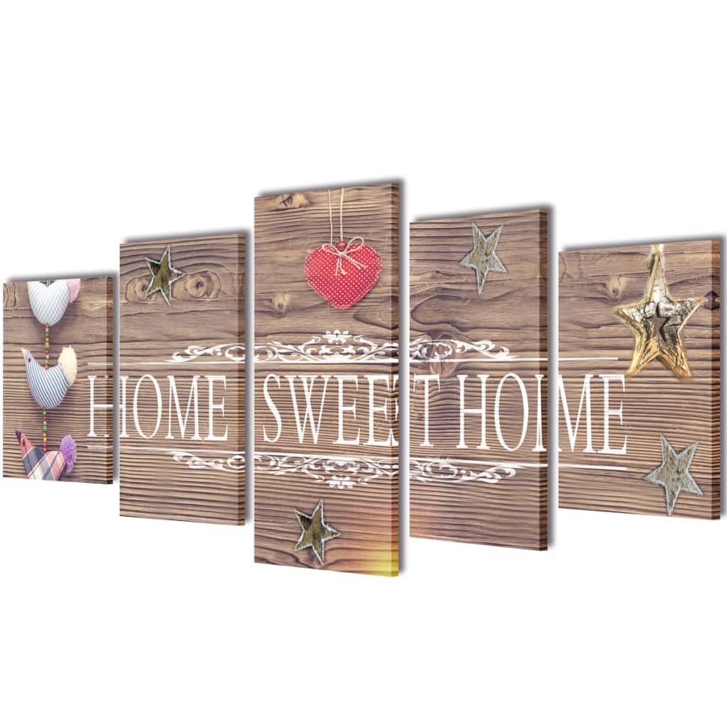 Πίνακας σε Καμβά Σετ Σχέδιο Home Sweet Home 200 x 100 εκ.
