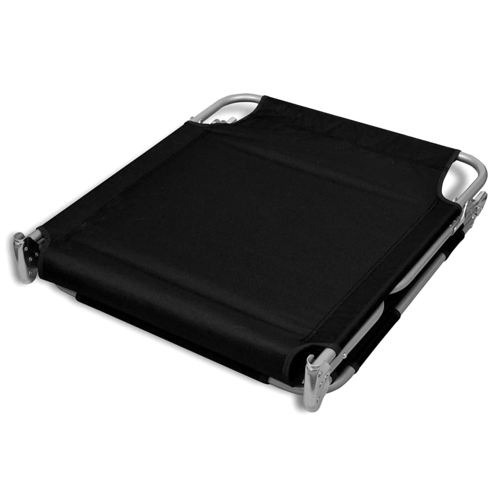 vidaXL Ξαπλώστρα Πτυσσόμενη Μαύρη Ατσάλινη με Ηλεκτρ. Βαφή & Μαξιλάρι