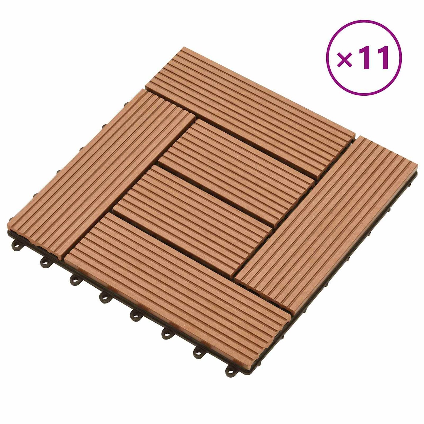 vidaXL Πλάκα Κατασκευής 11 pcs Καφέ 30 x 30 cm WPC
